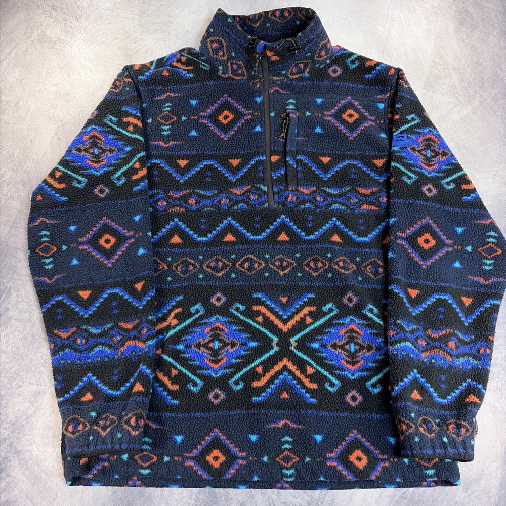 Billabong Adventure Division Fleece Pullover Mens XL Multi Aztec Quarter Zip